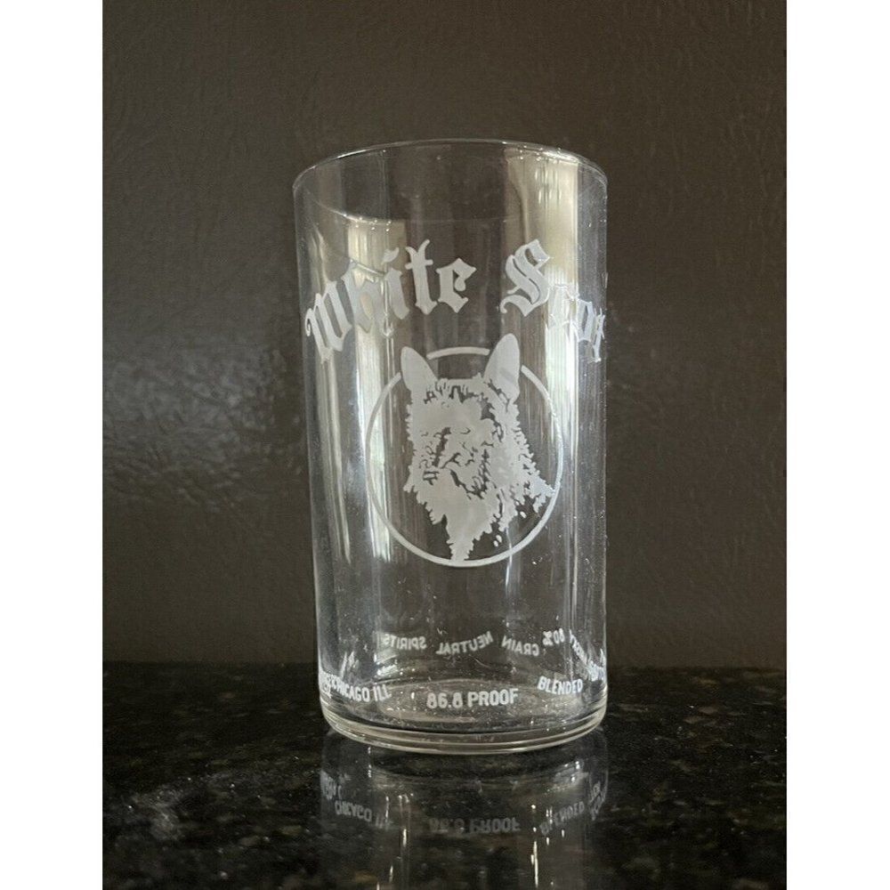 White Scot Scottish Terrier Logo Drinking Glass The Hamburger Co Whiskey Chicago